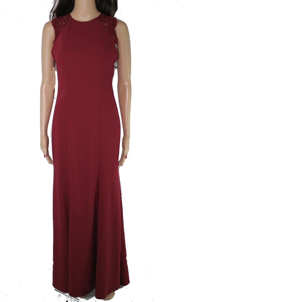 Dessy Collection Women's Dress Burgundy Red Size 6 Lace Back Gown